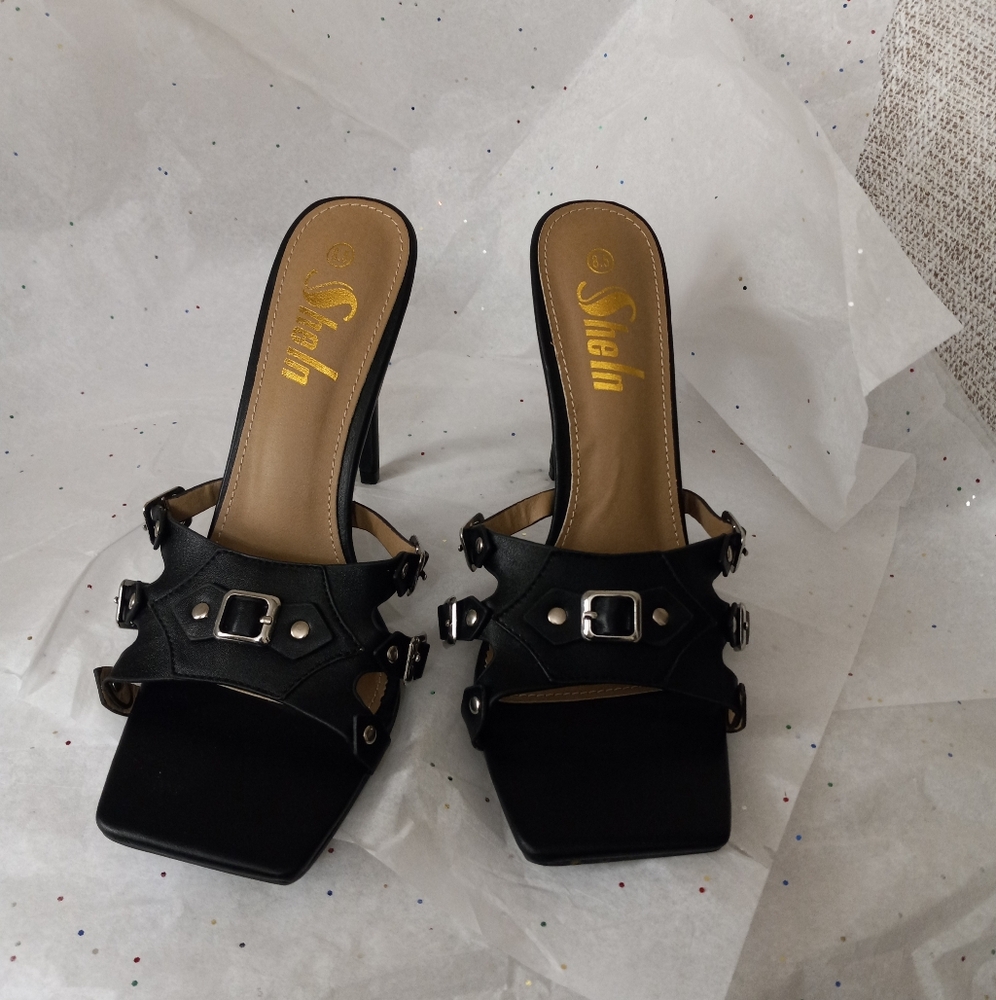 SHEIN Black Strappy Heels